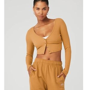 ALO Yoga Ribbed Cropped Whisper Cardi
